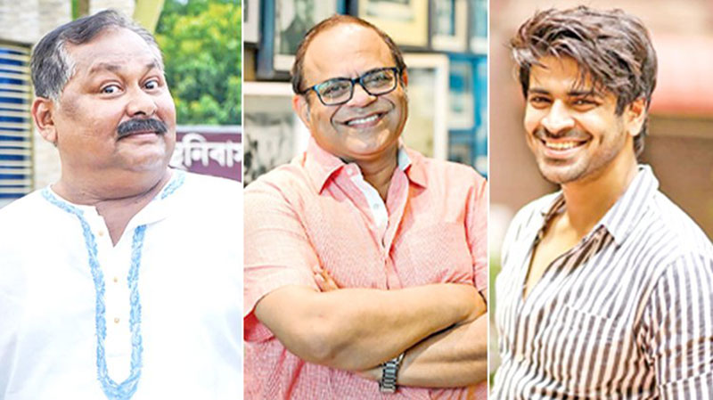   খরাজ মুখোপাধ্যায়, রজতাভ দত্ত ও শ্যাম ভট্টাচার্য । ছবি : সংগৃহীত