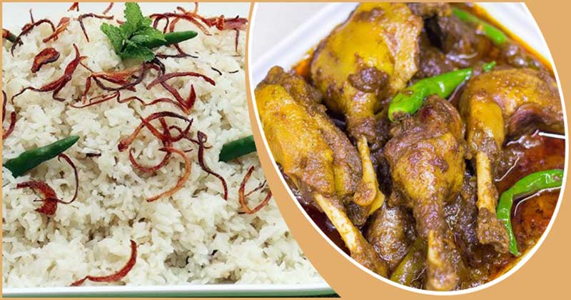 সুগন্ধি পোলাওয়ের সঙ্গে হাঁসের ভুনা মাংসের রেসিপি