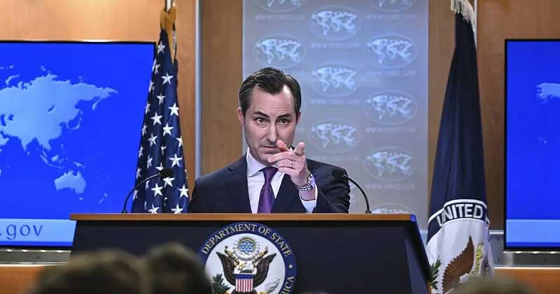  সংবাদ সম্মেলনে কথা বলছেন মার্কিন পররাষ্ট্র দপ্তরের মুখপাত্র ম্যাথিউ মিলার (ফাইল ছবি)