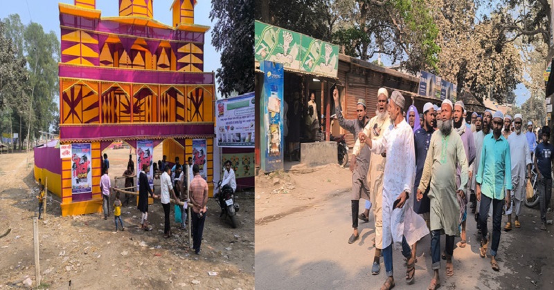 সলঙ্গায় বইমেলায় অশ্লীল নৃত্যের প্রতিবাদে বিক্ষোভ মিছিল