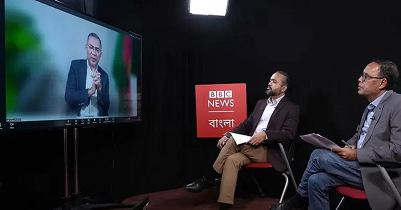 বিবিসি বাংলাকে সাক্ষাৎকার দিয়েছেন বিএনপির ভারপ্রাপ্ত চেয়ারম্যান তারেক রহমানছবি: বিবিসি বাংলার ভিডিও থেকে নেওয়া স্ক্রিনশট