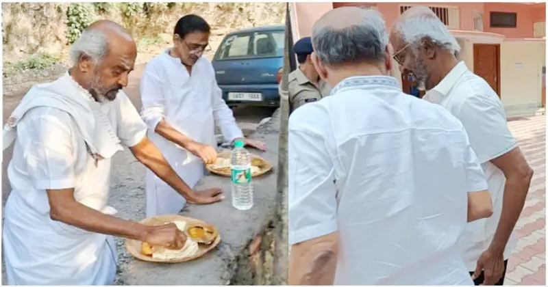 ফুটপাতে লাঞ্চ করে ভাইরাল সুপারস্টার রজনীকান্ত