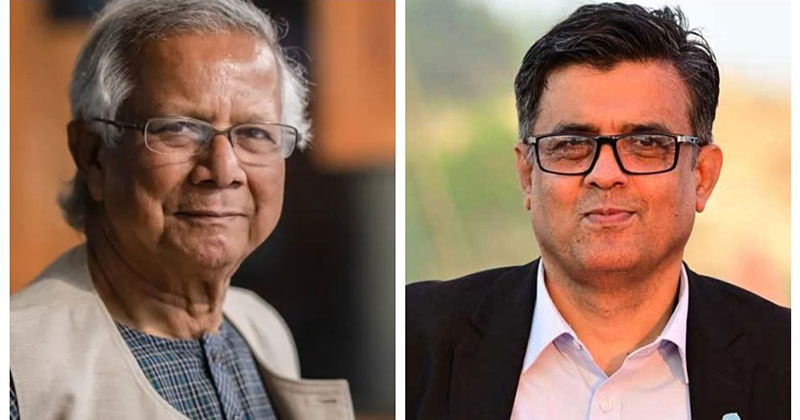  প্রধান উপদেষ্টা ড. মুহাম্মদ ইউনূস এবং তার প্রেস সচিব শফিকুল আলম (ডানে)। ফাইল ছবি